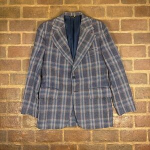 Men's Blue Plaid Blazer